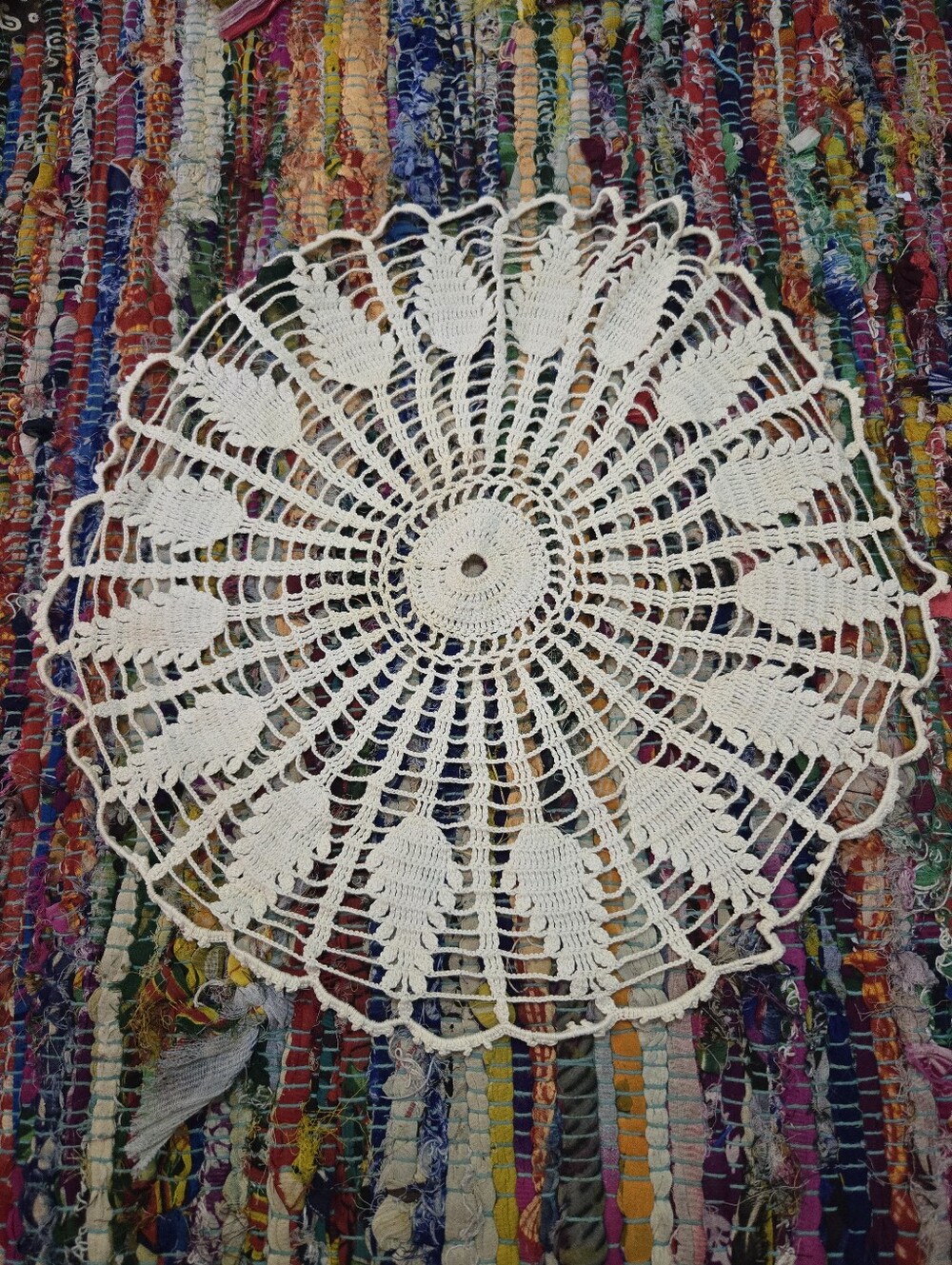 4/$15 Vintage Crochet Doily 14" Ivory Boho Cottagecore Grandmillennial Decor